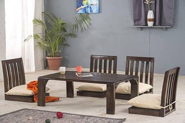 गोयलइंटीरियर Sheesham Wood Japanese/Low Height Dinner Table For LivingRoom/Home/Restaurant सॉलिड वुड डाइनिंग सेट