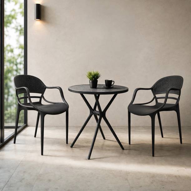 Diya Bingo Round and Sunset Dining Table Set for Home Garden Cafeteria Restaurant Plastic 2 Seater Dining Set