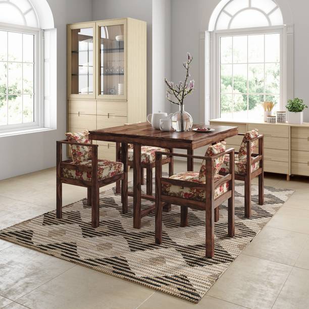Wopno Furniture Pure Sheesham Wooden 4 Seater Dining Set for Dining Room Solid Wood 4 Seater Dining Set