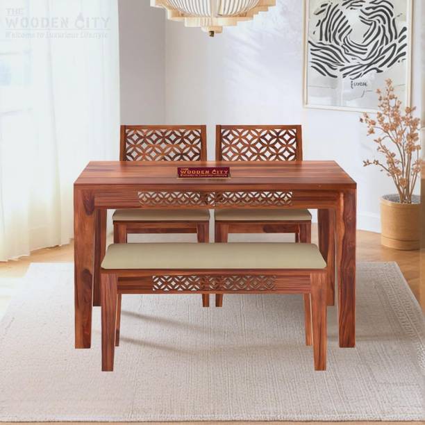 UK FURNITURE Rosewood (Sheesham) Dining Room Set Solid Wood 4 Seater Dining Set