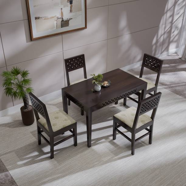 THE WOODEN CITY Solid Wood 4 Seater Dining Set
