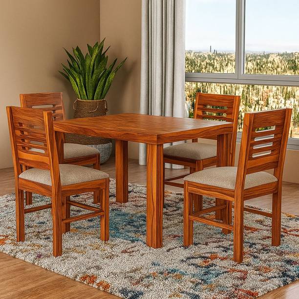 DITHA Solid Wood Dining Set| Wooden Table Chair Set|4 Seater Dining| Dining Table Set| Solid Wood 4 Seater Dining Set