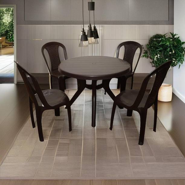 HOMIBOSS Fiber Dinning Room Set for Garden & Outdoor | 1 Dining Table with 4 Chairs Plastic 4 Seater Dining Set