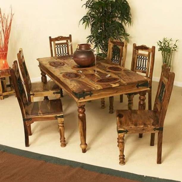 Shree Jeen Mata Enterprises Solid Wood Sheesham Wood 6 Seater Dining Set For Dining Room / Restaurant. Solid Wood 6 Seater Dining Set