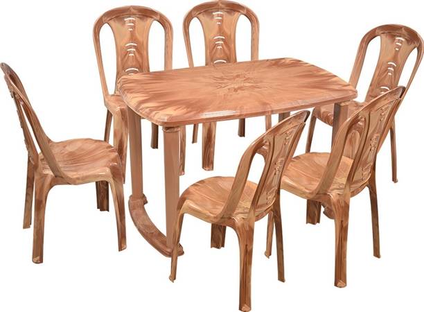 swagath furniture 6 Seater Dining Set for Home Garden Cafeteria Plastic 6 Seater Dining Set