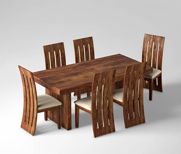 CHITRA FURNITURE Solid Sheesham Wood Six Seater Dining Set For Dining Room/ Hotel/ Kitchen | Solid Wood 6 Seater Dining Set