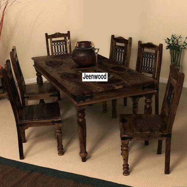 JeenWood Beautiful Dining Set In Sheesham Wood In Living Room Solid Wood 6 Seater Dining Set
