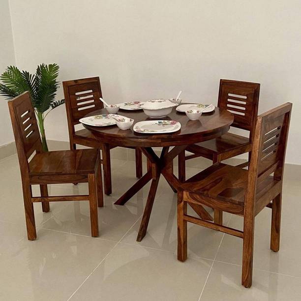 Shree Jeen Mata Enterprises Solid Wood Dining Table Set|Wooden 4 Seater Dining Set|Sheesham Wood Dining Set| Solid Wood 4 Seater Dining Set