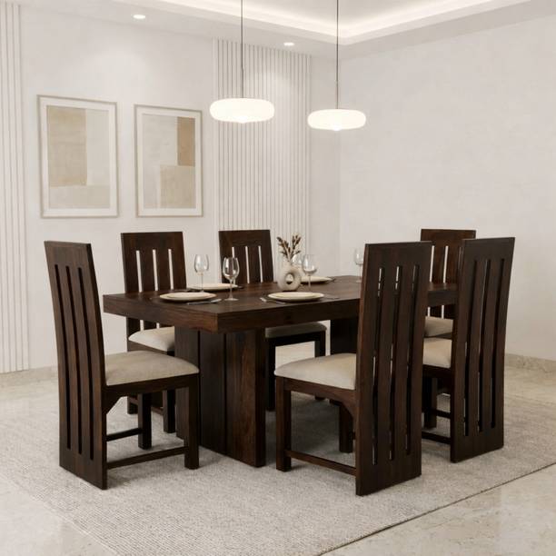 SONA ART & CRAFTS Poster Solid Sheesham Wood 6 Seater Dining Table Set Solid Wood 6 Seater Dining Set