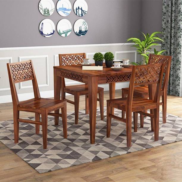 JeenWood Beautiful Dining Set In Sheesham Wood In Living Room Solid Wood 4 Seater Dining Set