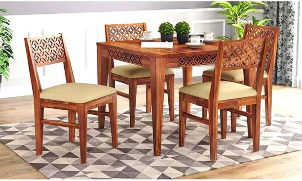 MANNAT ARTS Sheesham Wood 4 Seater Dining Table Set For Dining Room Solid Wood 4 Seater Dining Set