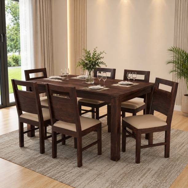 Devsignature Sheesham Wood Dining Table Set/Wooden 6 Seater Dining Set For Home Solid Wood 6 Seater Dining Set