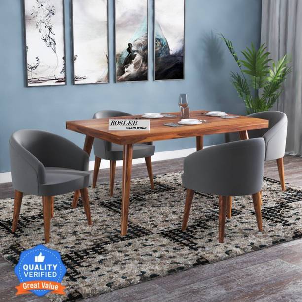 ROSLER WOOD WORK Four Seater Premium Dining Set Solid Wood 4 Seater Dining Set