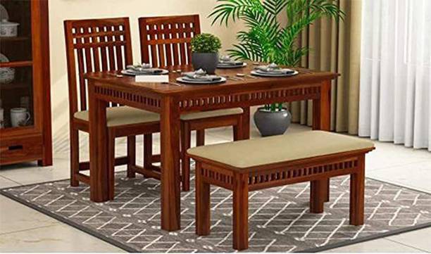 RK WOOD RKW-Dinning Table(SheeshamWood) Solid Wood 4 Seater Dining Set