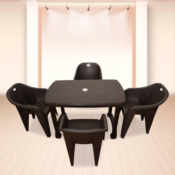 ARLAVYA 4 Seater Dining Set for Home Garden Cafeteria Plastic 4 Seater Dining Set