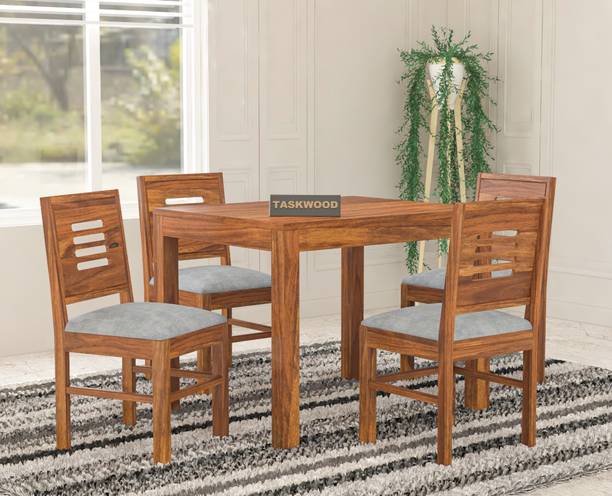 Taskwood Furniture Solid Sheesham Wood Four Seater Dining Set For Dining Room / Restaurant. Solid Wood 4 Seater Dining Set
