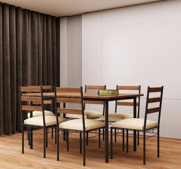 Anishwar Indoor & Outdoor Dining Room and Living Room Set Metal 6 Seater Dining Set