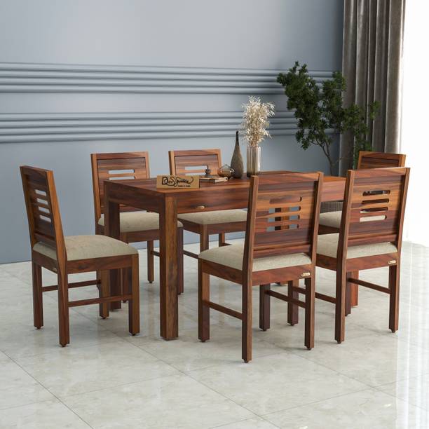 Flipkart Perfect Homes SHEESHAM WOOD SIX SEATER DINING SET Solid Wood 6 Seater Dining Set