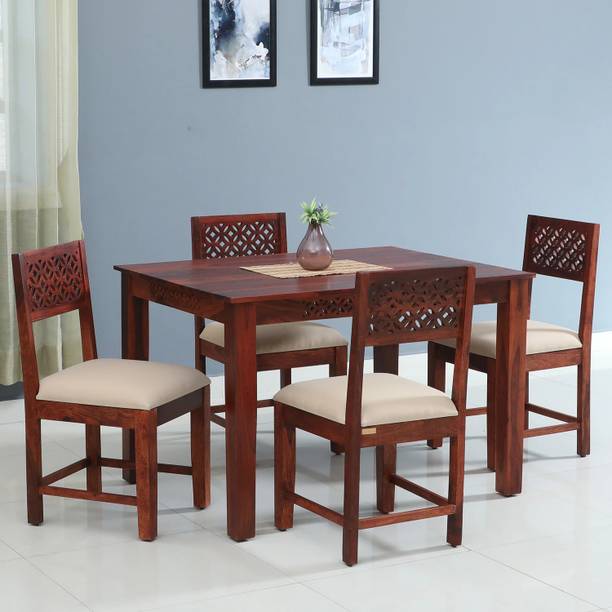 TRUSTCRAFT Premium Dining Table 4 Seater | Wooden Dining Table Set for Home & Dining Room Solid Wood 4 Seater Dining Set