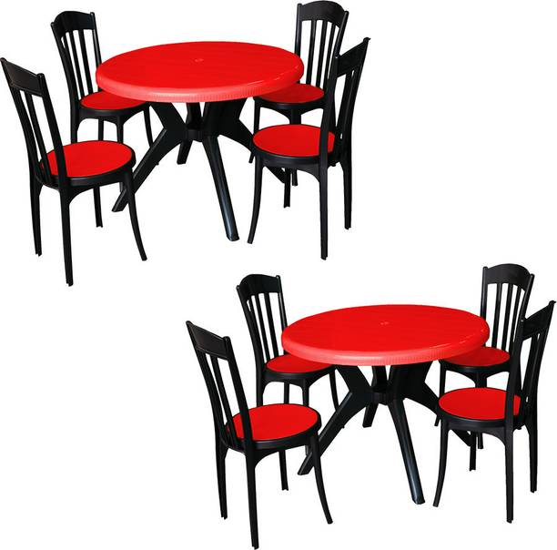 swagath furniture 4 Seater Dining Set 2 for Home Garden Cafeteria Plastic 4 Seater Dining Set