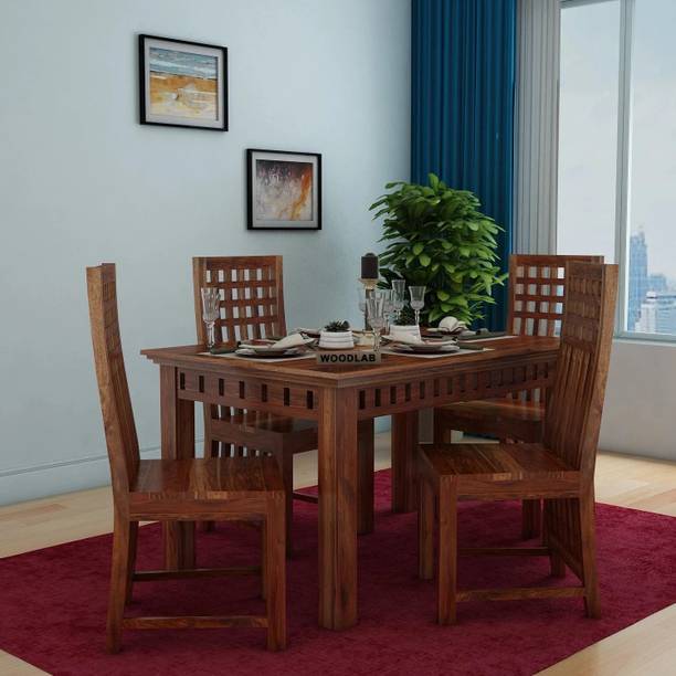 WOODENJOY Sheesham Wood 4-Seater Dining Set with Table and Chairs for Dining room/Home Solid Wood 4 Seater Dining Set