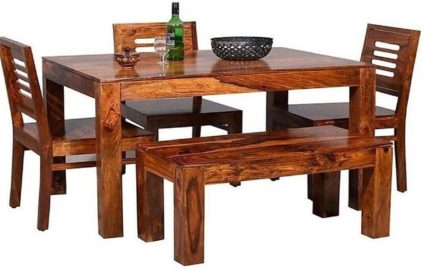 THE WOODEN CITY Rosewood (Sheesham) Dining Room Set Solid Wood 4 Seater Dining Set