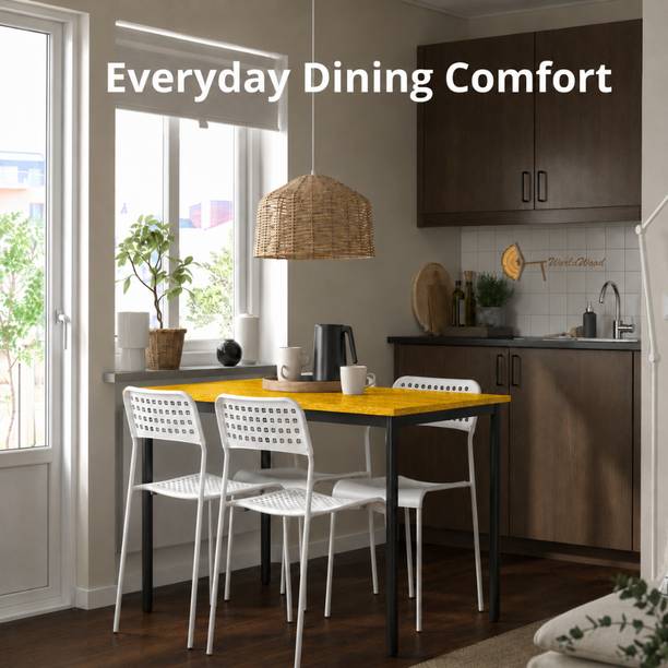 Worldwood Hevy Metal Fram With Unbreacble Plastic Seats Dining set for all purpose Metal 4 Seater Dining Set