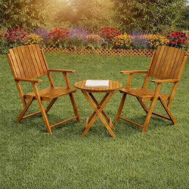 WELL KNOWN Wooden Folding Table Chair Set Solid Wood 2 Seater Dining Set