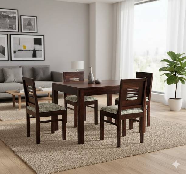 Deuba Pure Sheesham Wood Four Seater Dining Set Solid Wood 4 Seater Dining Set
