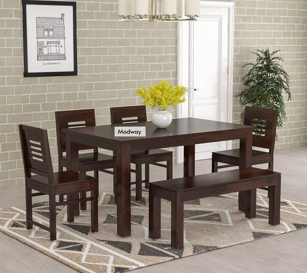 mp enterprises sheesham Wood Dining Table Set For House/Office Solid Wood 6 Seater Dining Set