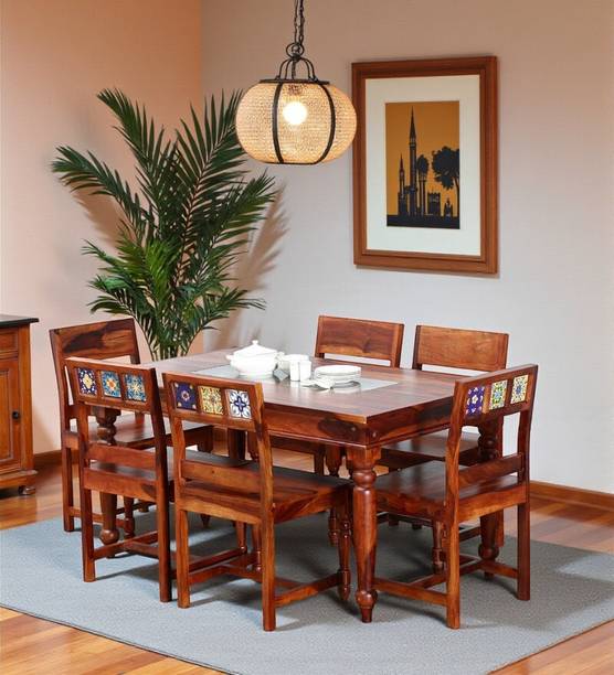Shekhawati Home Anamika Sheesham Wood Dining Table For Home | Solid Wood 6 Seater Dining Set