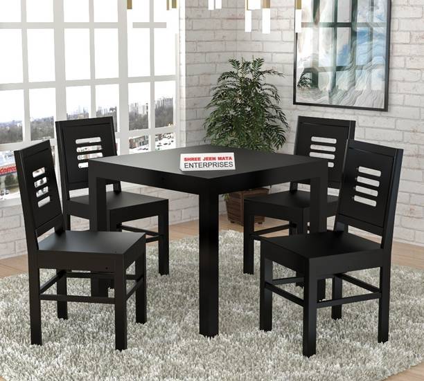 Shree Jeen Mata Enterprises Sheesham Wood 4 Seater Dining| Wooden Table Chair Set| Living Room Dining Set | Solid Wood 4 Seater Dining Set