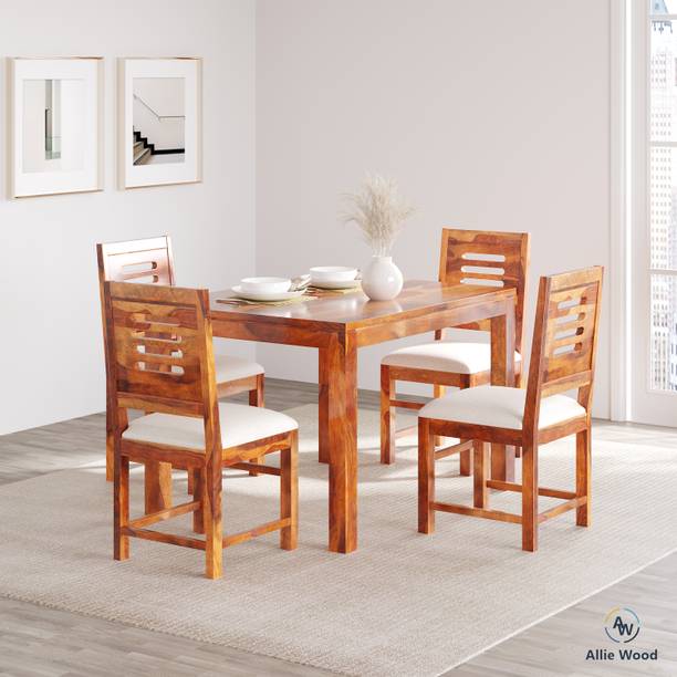 Allie Wood Rosewood (Sheesham) Solid Wood 4 Seater Dining Set