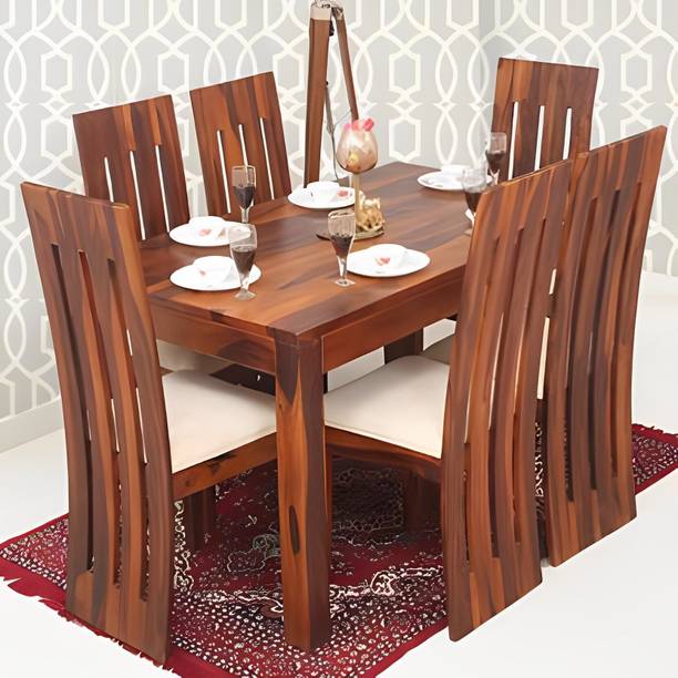 Taskwood Furniture Solid Sheesham Wood 6 Seater Dining Set For Dining Room / Restaurant. Solid Wood 6 Seater Dining Set