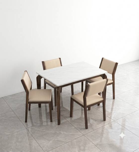 WoodLab Sheesham Wood 4 Seater Dining Table Set In Marble Finish Dining Table Solid Wood 4 Seater Dining Set