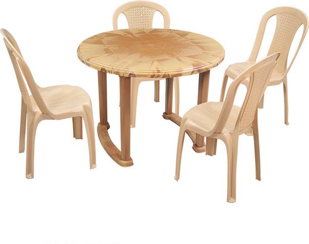 swagath furniture 4 Seater Dining Set 1 for Home Garden Cafeteria Plastic 4 Seater Dining Set