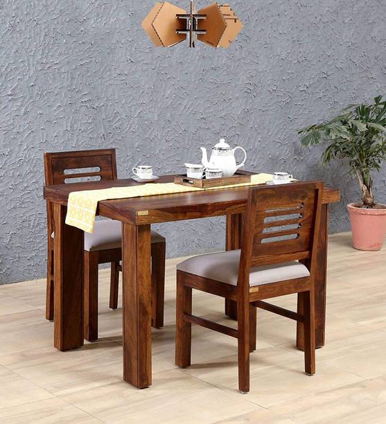 Wudniture Solid Sheesham Wood Two Seater Dining Set For Dining Room/ Hotel / Café | Solid Wood 2 Seater Dining Set