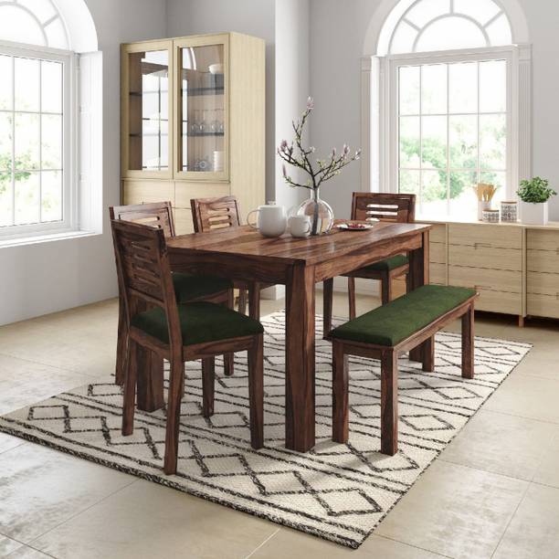 Flipkart Perfect Homes PureWood Sheesham 6 Seater Dining Set with Bench