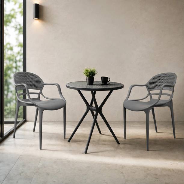 Diya Bingo Round and Sunset Dining Table Set for Home Garden Cafeteria Restaurant Plastic 2 Seater Dining Set