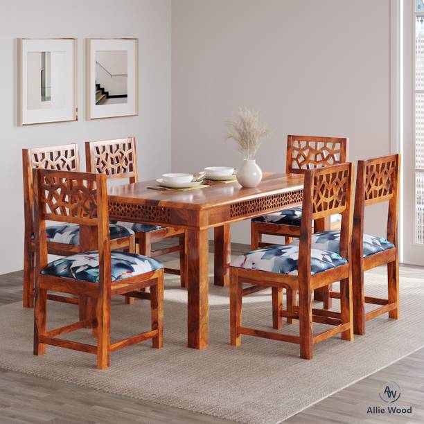 Allie Wood Rosewood (Sheesham) Solid Wood 6 Seater Dining Set