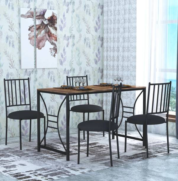 Anishwar Indoor & Outdoor Dining Room and Living Room Set Metal 4 Seater Dining Set