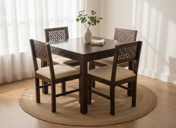 Deuba Premium Quality Dining Table Set for living room Solid Wood 4 Seater Dining Set