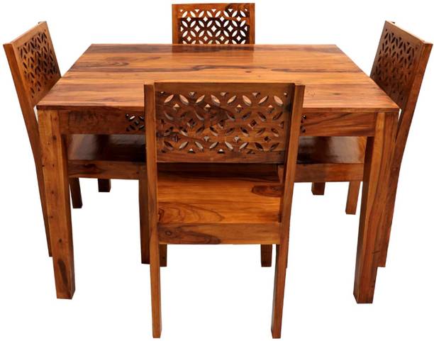TRUSTCRAFT Premium Dining Table 4 Seater | Wooden Dining Table Set for Home & Dining Room Solid Wood 4 Seater Dining Set