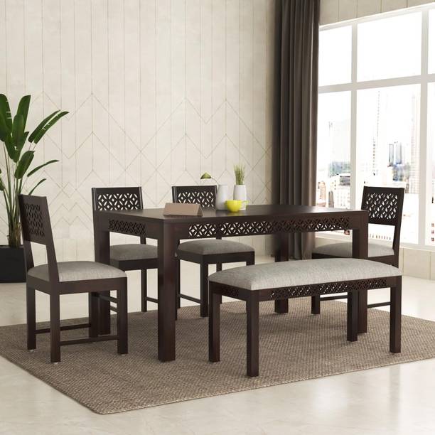 TRUSTCRAFT Premium Dining Table 6 Seater | Wooden Dining Table Set for Home & Dining Room Solid Wood 6 Seater Dining Set
