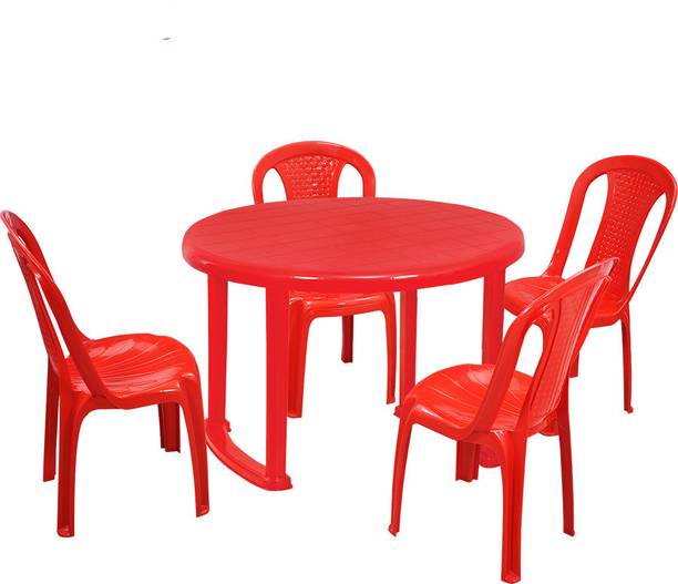 swagath furniture 4 Seater Dining Set 1 for Home Garden Cafeteria Plastic 4 Seater Dining Set