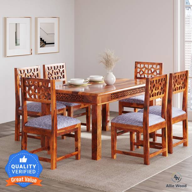 Allie Wood Rosewood (Sheesham) Solid Wood 6 Seater Dining Set