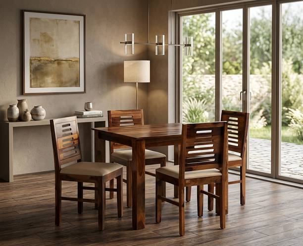 Flipkart Perfect Homes Solid Sheesham Wood Four Seater Dining Set For Dining Room/ Hotel/ Restaurant || Solid Wood 4 Seater Dining Set