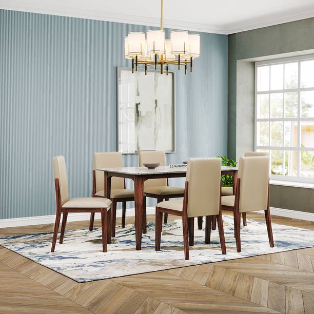 DecorNation Italiana Solid Wood 6 Seater Dining Set