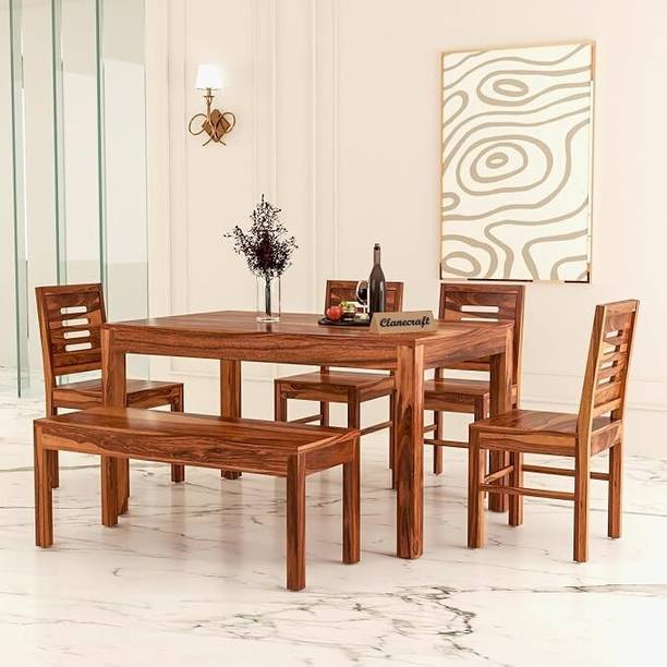 CLANECRAFT Solid Sheesham Wood Six Seater Dining Set For Dining Room/ Hotel | Solid Wood 6 Seater Dining Set