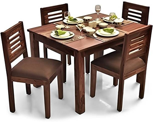 SWANGIA ARTS Solid Sheesham Wood Dining Set For Dining Room/ Kitchen/ Hotel | Solid Wood 4 Seater Dining Set